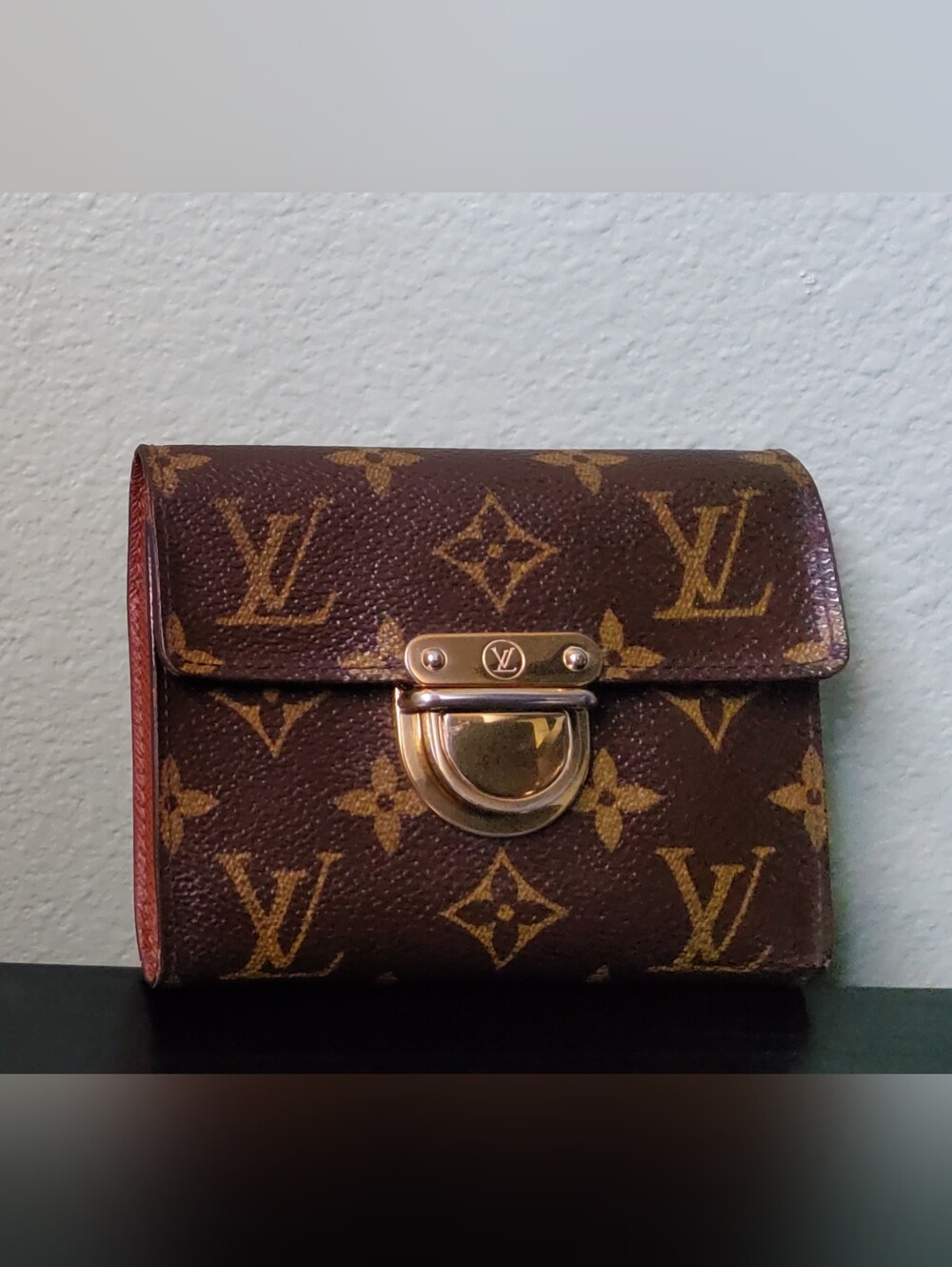 Louis Vuitton Joey Monogram Canvas Wallet with Gold Hardware - Brown